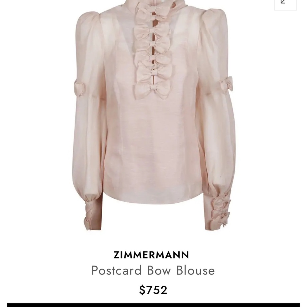 Zimmermann pink Postcard Bow Blouse